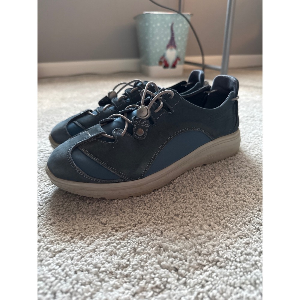 Pandere Barone Navy‎ Blue Leather Neoprene Wide Width Adjustable Sneakers 6E